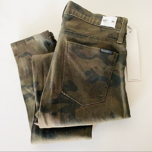 NEW HUDSON Tan Olive Sparkle Camo Nico Mid Rise Super Skinny Denim Jeans 26 - Picture 10 of 10
